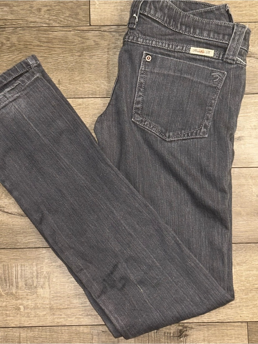 VTG Frankie B. Ultra Low Rise Slim Jeans Charcoal Grey Wash Women's Size 8 Y2K